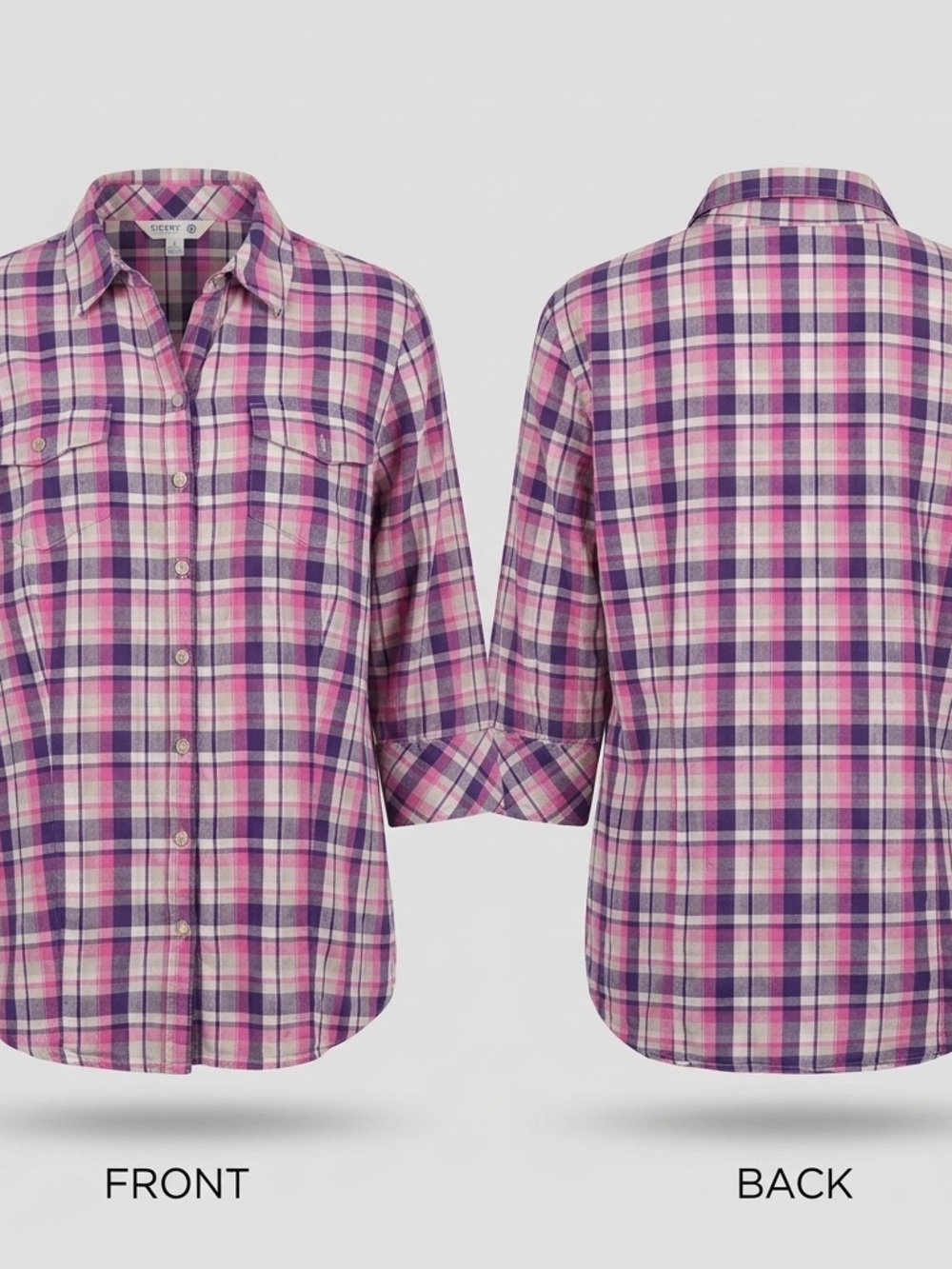 💖‎ Riders by Lee Pink Purple Plaid Button Up Shirt 1X Plus 8867-9 💖
